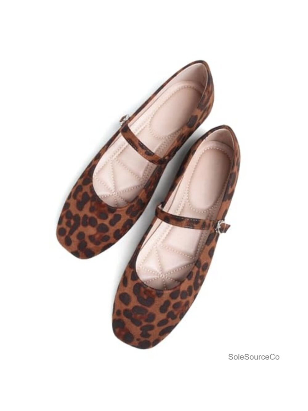 Faux Leather Mary Jane Flats Square Toe Buckle Strap Women's Retro